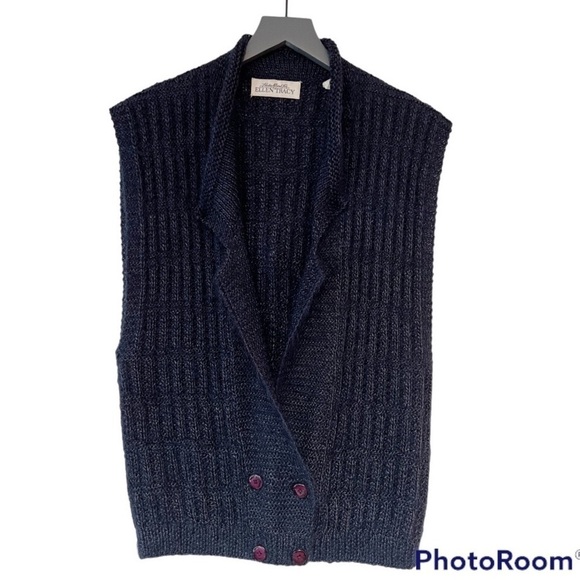 Vintage Ellen Tracy for Linda Allard Mohair Blend Cable Knit Sweater Vest Sz. S - Picture 1 of 12